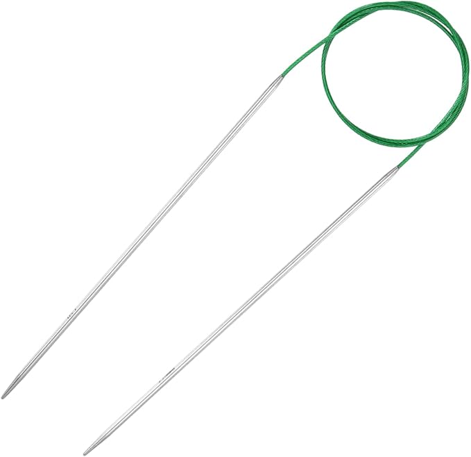 uxcell 1 Gauge Knitting Circular Needle 26 Inch(65cm) Metal Round Stainless Steel Needle with Large Eye Sewing & Stitch Markers for Handmade Projects DIY Knit Blankets
