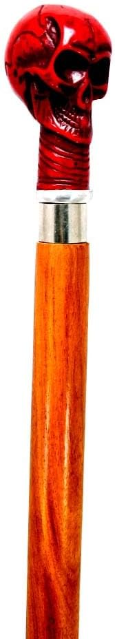 Antique Vintage Solid Skull Head Handle Hardwood Walking Stick, Premium Wooden Handmade Skull Handle in Antique Finish Cane for Men, Women, Elderly People Cane