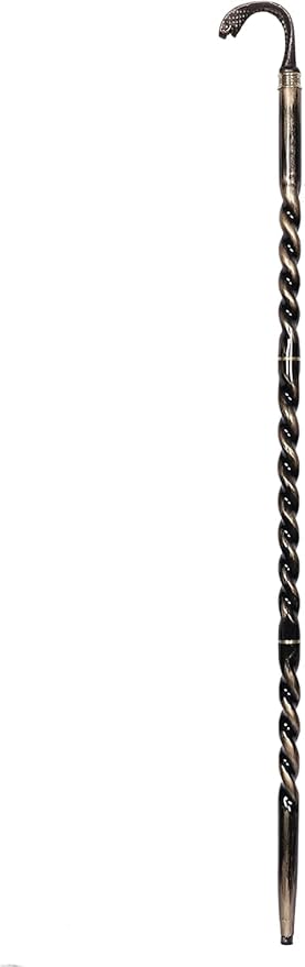 All Black Snake Handle Spiral Wooden Walking Cane