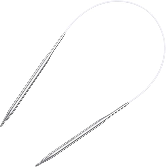uxcell Size US 8 (5mm) Knitting Needles Circular Needle 16 Inch(40cm) Round Metal Stainless Steel Needle for Handmade Projects DIY Knitting