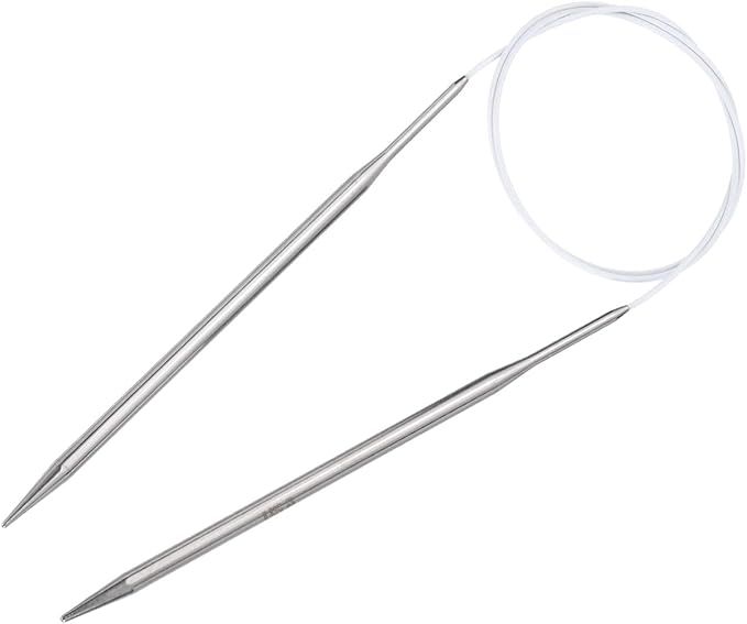 uxcell Size US 8 (5mm) Knitting Needles Circular Needle 31 Inch(80cm) Round Metal Stainless Steel Needle for Handmade Projects DIY Knitting White