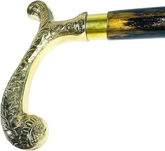 All Black Snake Handle Spiral Wooden Walking Cane