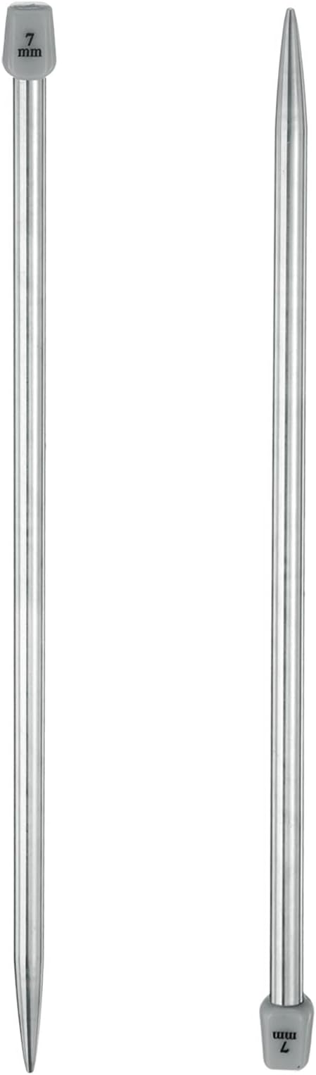 uxcell 2Pcs 7mm Single Pointed Knitting Needles Stainless Steel 9.84 Inches Length Metal Weaving Tool for Handmade Projects DIY Knitting