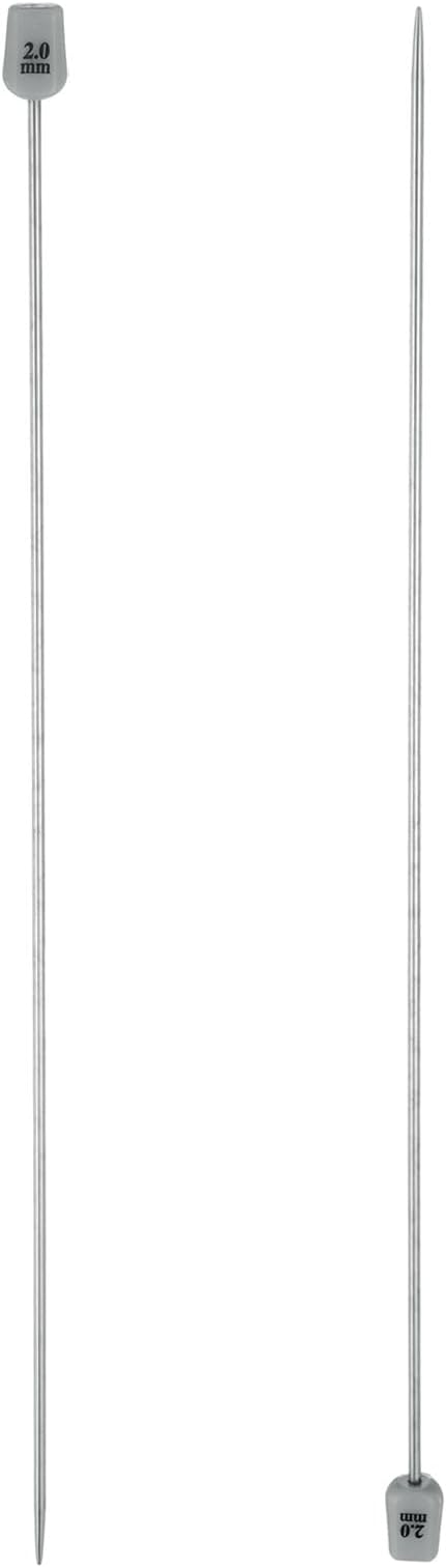 uxcell 2Pcs 2mm(B) Single Pointed Knitting Needles Stainless Steel 9.84 Inches Length Metal Weaving Tool for Handmade Projects DIY Knitting