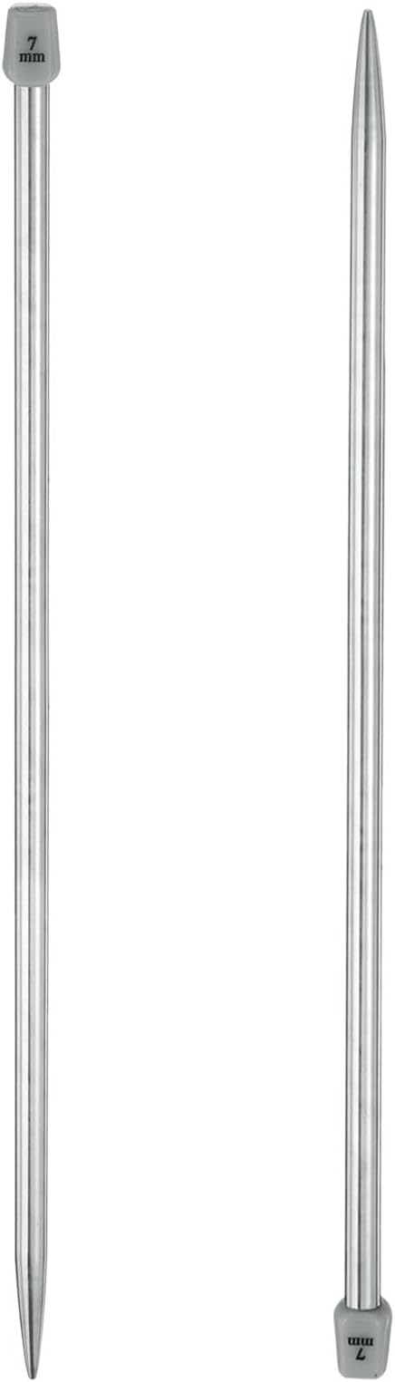 uxcell 2Pcs 7mm Single Pointed Knitting Needles Stainless Steel 13.8 Inches Length Metal Weaving Tool for Handmade Projects DIY Knitting