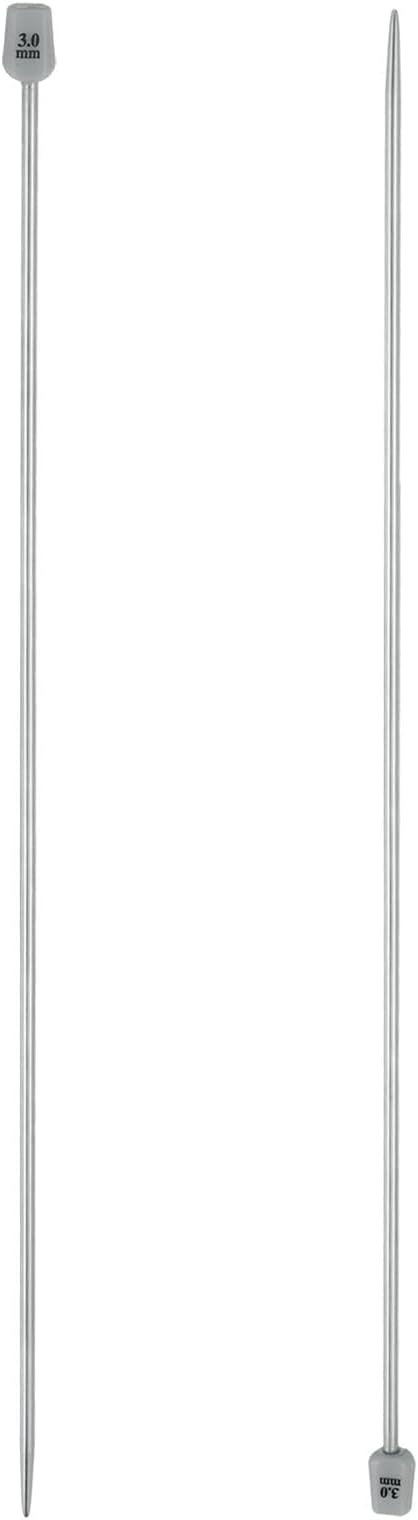 uxcell 2Pcs 3mm(D) Single Pointed Knitting Needles Stainless Steel 13.8 Inches Length Metal Weaving Tool for Handmade Projects DIY Knitting