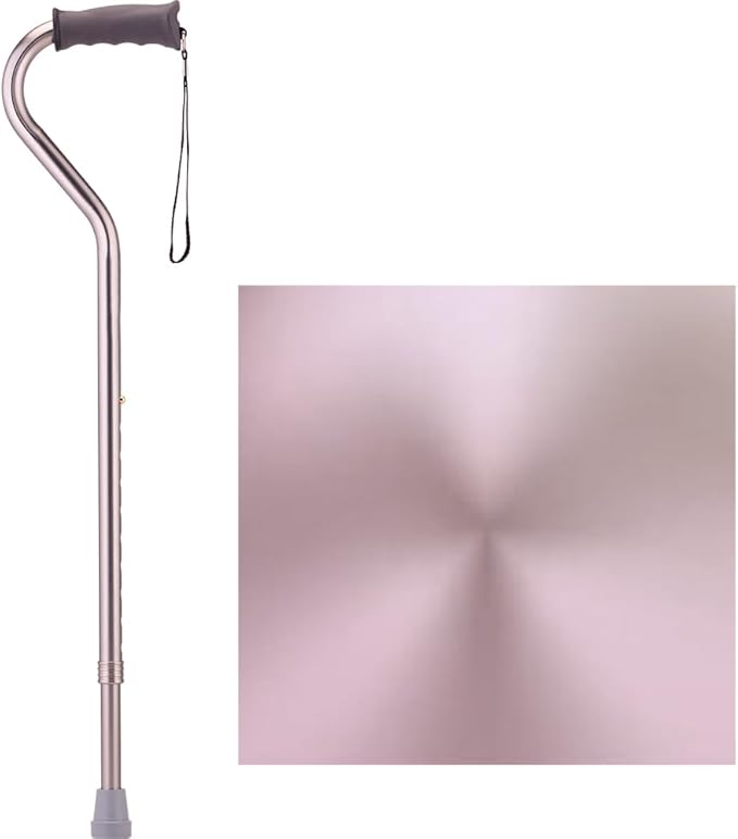 NOVA Designer Walking Cane with Offset Rubber Handle, Lightweight Adjustable Cane with Carrying Strap, Cane for Men and Women, Walking Canes for Balance, Silver