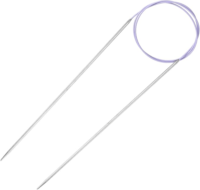 uxcell 0 Gauge Knitting Circular Needle 26 Inch(65cm) Metal Round Stainless Steel Needle with Large Eye Sewing & Stitch Markers for Handmade Projects DIY Knit Blankets