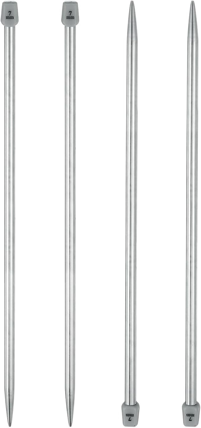 uxcell 4Pcs 7mm Single Pointed Knitting Needles Stainless Steel 13.8 Inches Length Metal Weaving Tool for Handmade Projects DIY Knitting