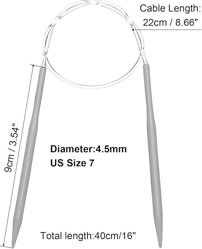 uxcell Aluminum Circular Knitting Needle 16 Inch (40cm) Length Size US 7 (4.5mm) Round Knitting Needle for Handmade Projects DIY Knitting
