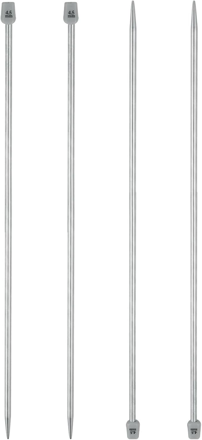 uxcell 4Pcs 4.5mm(7) Single Pointed Knitting Needles Stainless Steel 13.8 Inches Length Metal Weaving Tool for Handmade Projects DIY Knitting