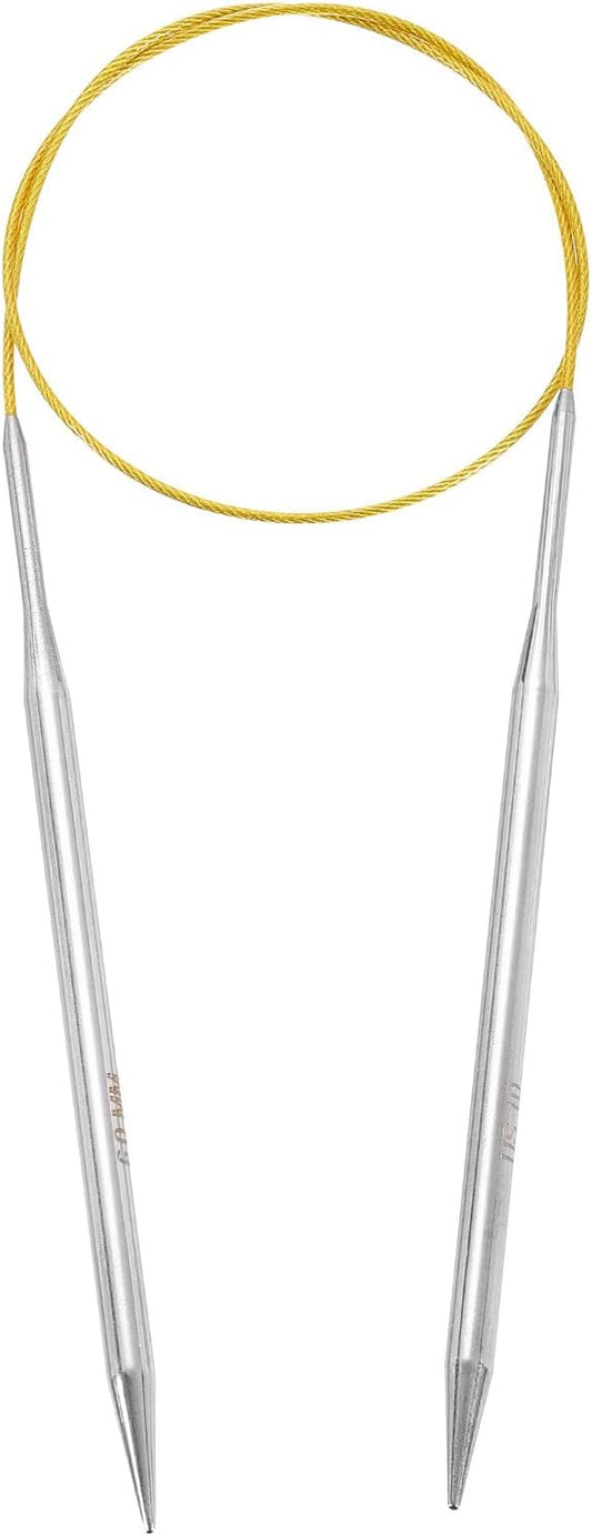 uxcell Size US 10 (6mm) Knitting Needles Circular Needle 26 Inch(65cm) Round Metal Stainless Steel Needle for Handmade Projects DIY Knitting Yellow