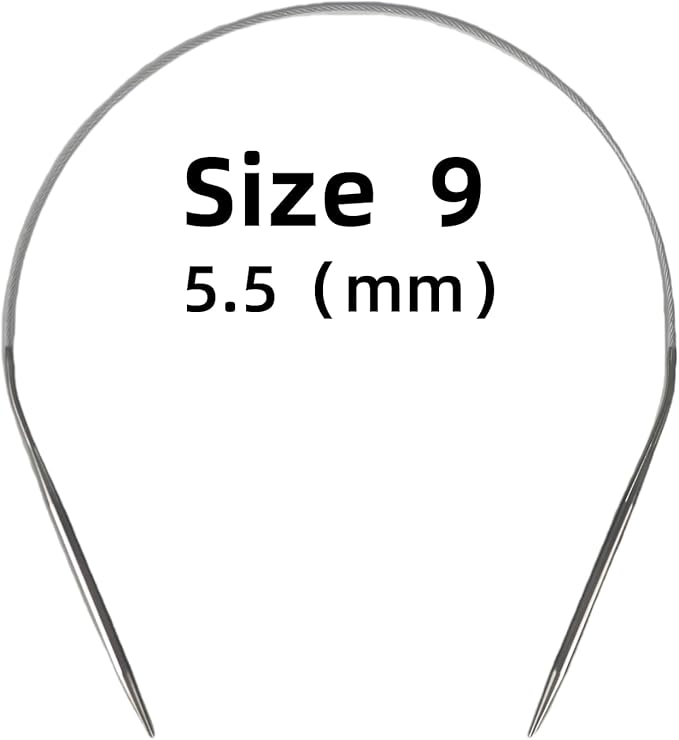 Aolfior Stainless Steel Circular Knitting Needles Size 9 16 Inch 5.5 mm Set Round Metal (Silver, 16 inch-9-(5.5mm)) Suitable for Beginners and Experienced Knitters Alike.