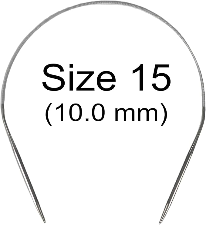 Aolfior Stainless Steel Circular Knitting Needles Size 15 16 Inch 10.0 mm Set Round Metal (Silver, 16 inch-15-(10.0mm)) Suitable for Beginners and Experienced Knitters Alike.