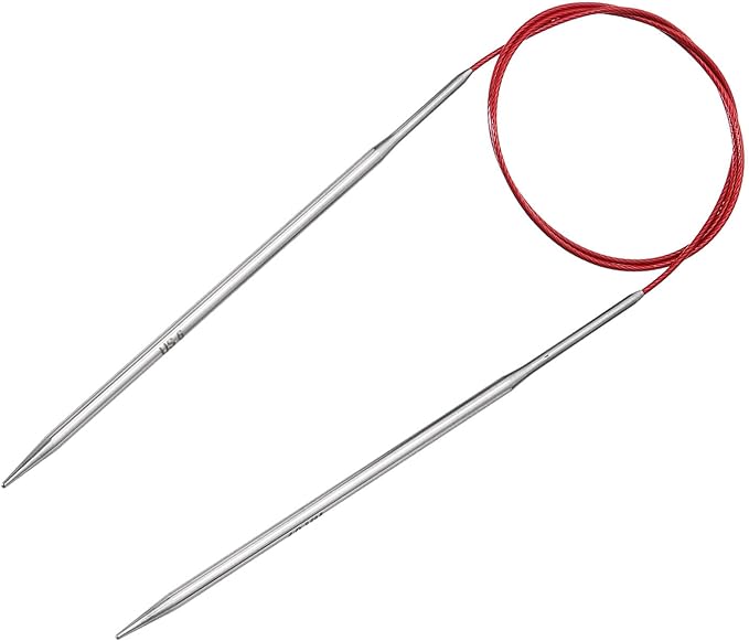 uxcell Size US 6 (4mm) Knitting Needles Circular Needle 31 Inch(80cm) Round Metal Stainless Steel Needle for Handmade Projects DIY Knitting Red