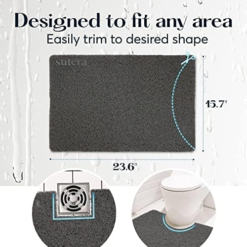 Sutera - Slide Guard Bath Mat | Non Slip Bath Shower Mat 23.6 x 17.5 Inch, Rubber Bathtub Mat, Bathroom Tub Mat for Wet Areas, Drains Odor Anti Slim Shower Floor Mat