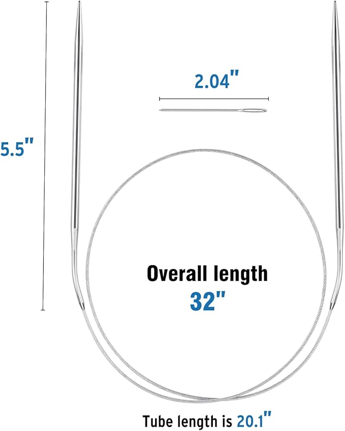 Circular Knitting Needles Set, Stainless Steel Round Knitting Needles 32 Inch, 11 Pack Sizes 1.5-5mm Beginners Metal Knitting Needles with Magic Loop for Sweaters, Socks, Blanket and Scarves