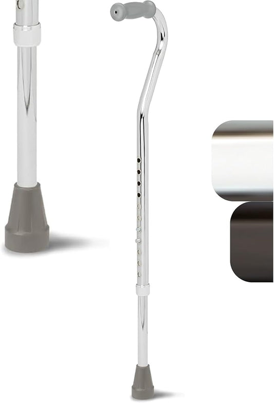 Medline Bariatric Offset Walking Cane for Seniors & Adults, Adjustable Height 29"-38", Ideal for Balance Support, Injury & Post-Surgery Mobility Aid, Black