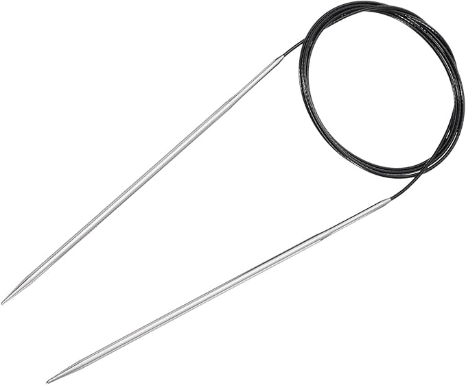 uxcell Size US 3 (3.25mm) Knitting Needles Circular Needle 47 Inch(120cm) Round Metal Stainless Steel Needle for Handmade Projects DIY Knitting Black