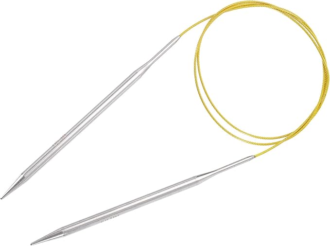 uxcell Size US 10 (6mm) Knitting Needles Circular Needle 40 Inch(100cm) Round Metal Stainless Steel Needle for Handmade Projects DIY Knitting Yellow