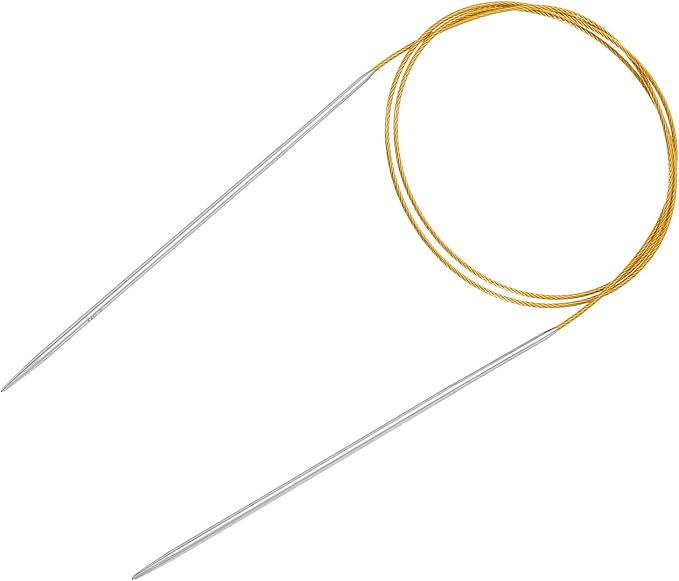 uxcell Size US 2 (2.75mm) Knitting Needles Circular Needle 40 Inch(100cm) Round Metal Stainless Steel Needle for Handmade Projects DIY Knitting Gold