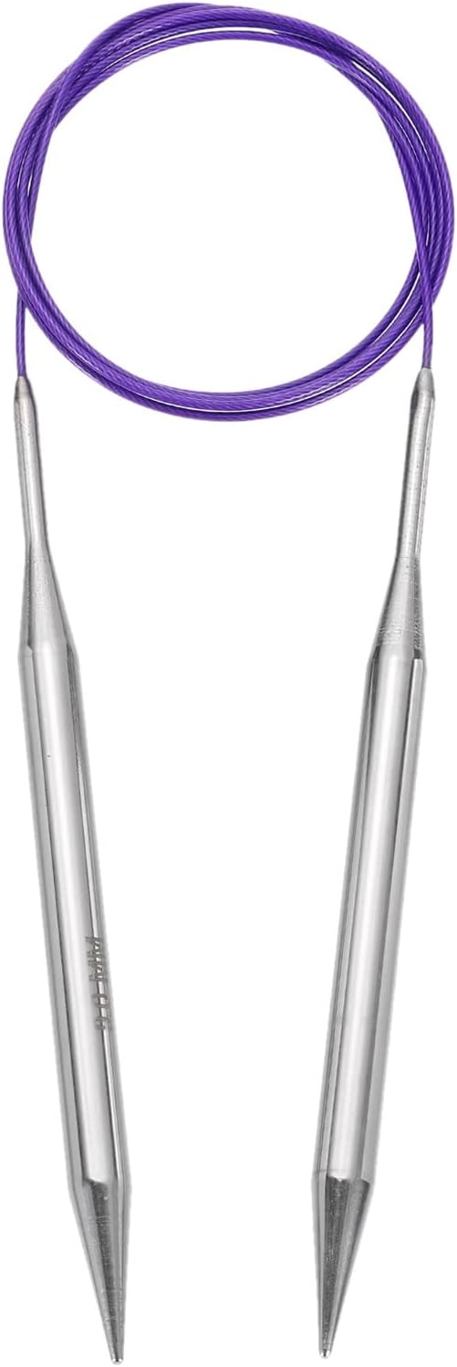 uxcell Size US 13 (9mm) Knitting Needles Circular Needle 47 Inch(120cm) Round Metal Stainless Steel Needle for Handmade Projects DIY Knitting Purple