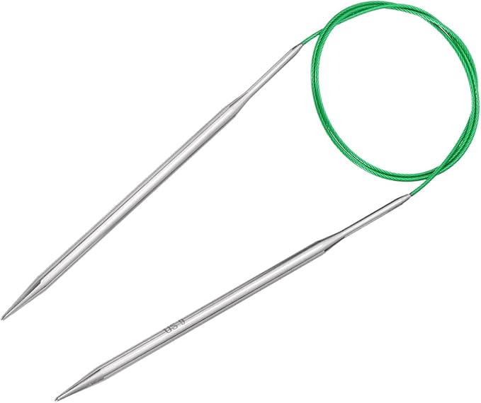 uxcell Size US 9 (5.5mm) Knitting Needles Circular Needle 31 Inch(80cm) Round Metal Stainless Steel Needle for Handmade Projects DIY Knitting Green