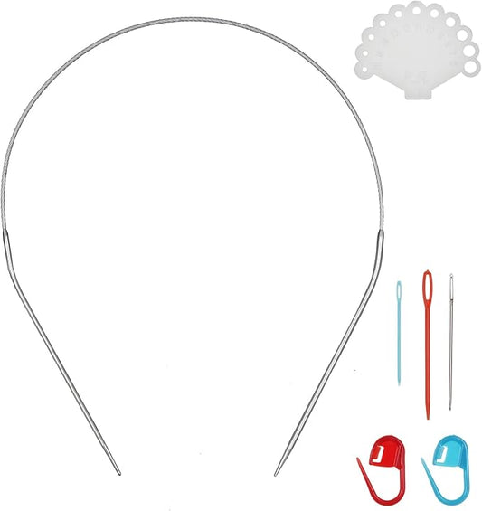 17inch (43cm) Stainless Steel Circular Knitting Needle Size US 0 (2.0mm) Metal Knitting Needles Set for Making Sweater Shawl Scarf