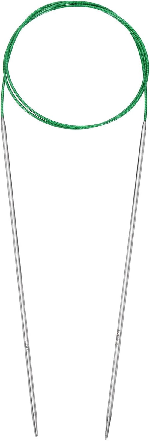 uxcell Size US 1 (2.25mm) Knitting Needles Circular Needle 31 Inch(80cm) Round Metal Stainless Steel Needle for Handmade Projects DIY Knitting Green