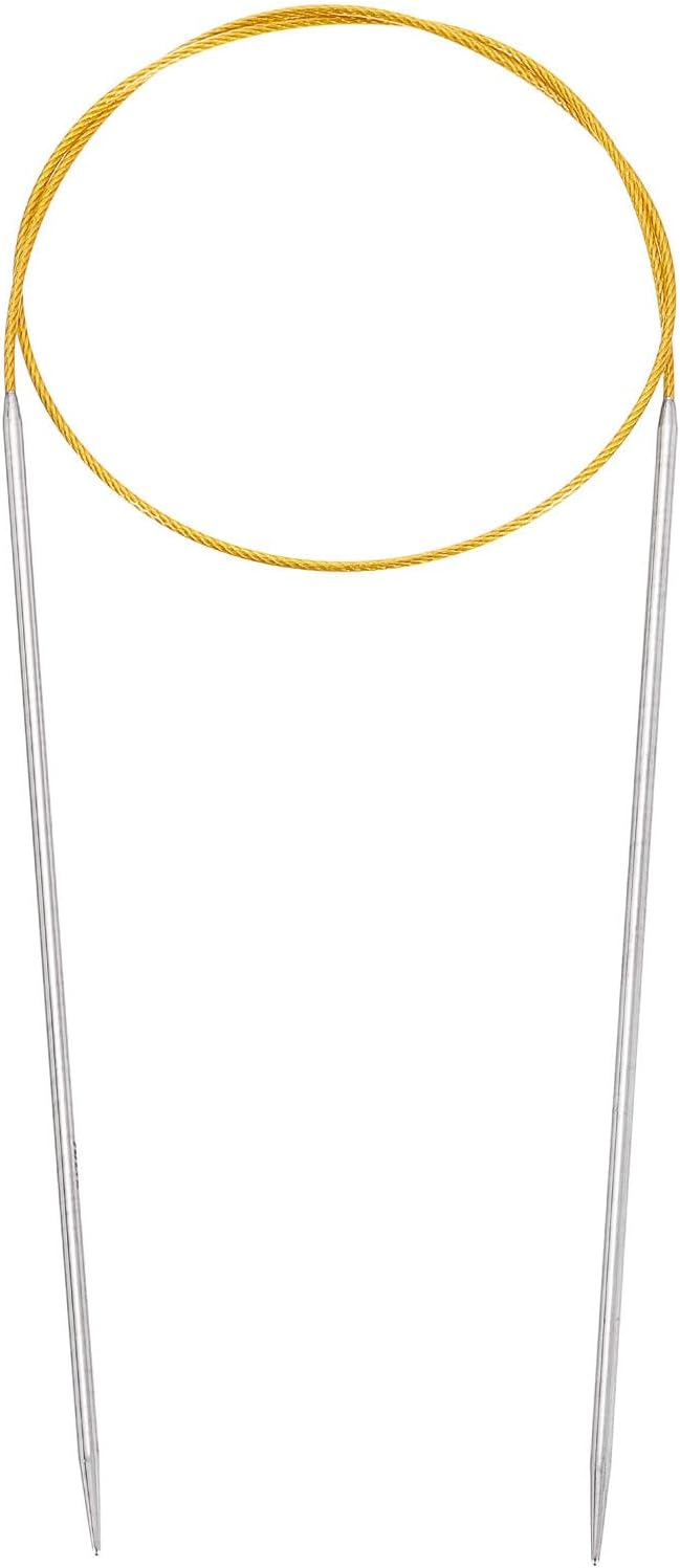 uxcell Size US 1.5 (2.5mm) Knitting Needles Circular Needle 26 Inch(65cm) Round Metal Stainless Steel Needle for Handmade Projects DIY Knitting Gold