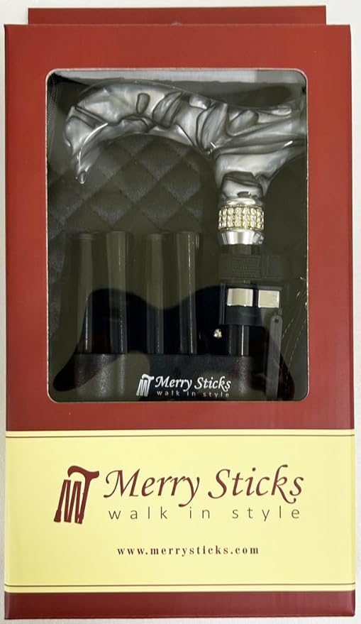 [Combo] Merry Sticks Lightweight Foldable Walking Canes for Women and Men, Adjustable & Collapsible Walking Stick for Seniors, Includes A Cane Bag & A Smart Reflective Cane Holder