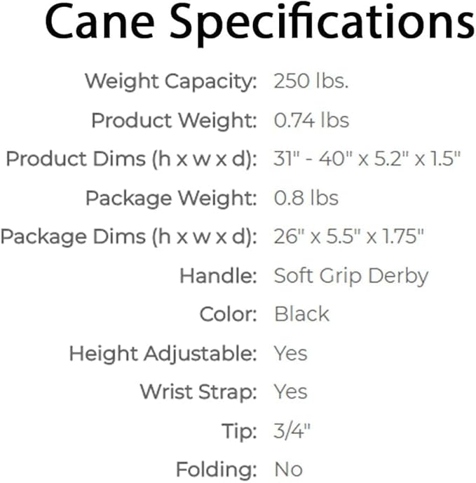 Carex Soft Grip Walking Cane - Height Adjustable Cane with Wrist Strap - Latex Free Soft Cushion Handle, Black Cane, Walking Cane for Women and Walking Cane for Men