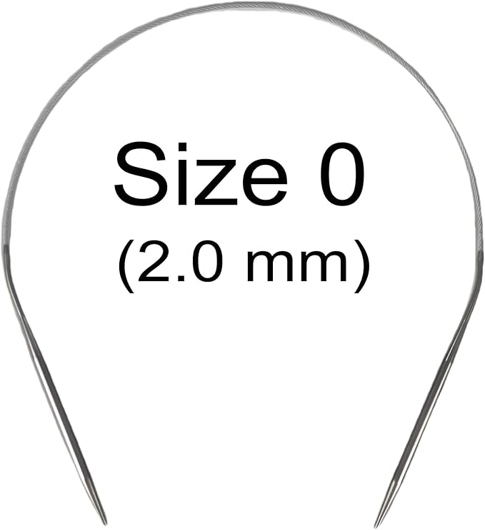 Aolfior Stainless Steel Circular Knitting Needles Size 0 16 Inch 2 mm Set Round Metal (Silver, 16 inch-0-(2mm)) Suitable for Beginners and Experienced Knitters Alike.