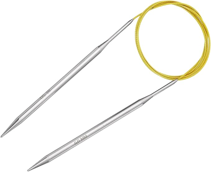 uxcell Size US 10 (6mm) Knitting Needles Circular Needle 47 Inch(120cm) Round Metal Stainless Steel Needle for Handmade Projects DIY Knitting Yellow