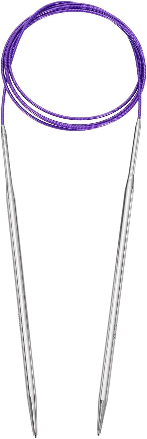 uxcell Size US 7 (4.5mm) Knitting Needles Circular Needle 47 Inch(120cm) Round Metal Stainless Steel Needle for Handmade Projects DIY Knitting Purple