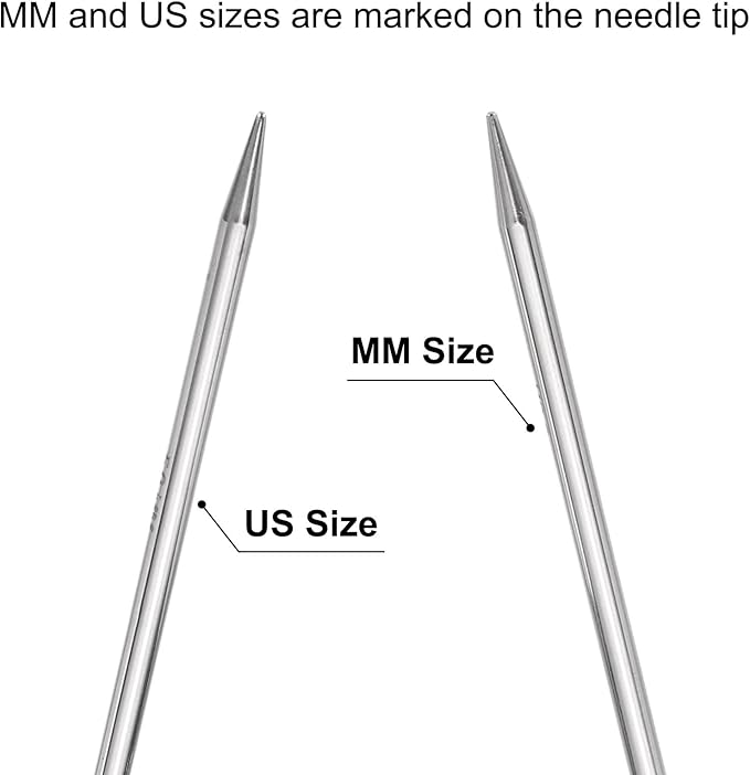 uxcell Size US 8 (5mm) Knitting Needles Circular Needle 47 Inch(120cm) Round Metal Stainless Steel Needle for Handmade Projects DIY Knitting White