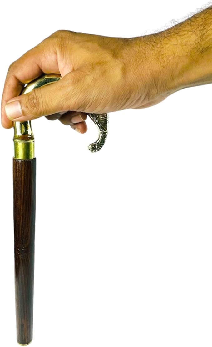 All Black Snake Handle Spiral Wooden Walking Cane