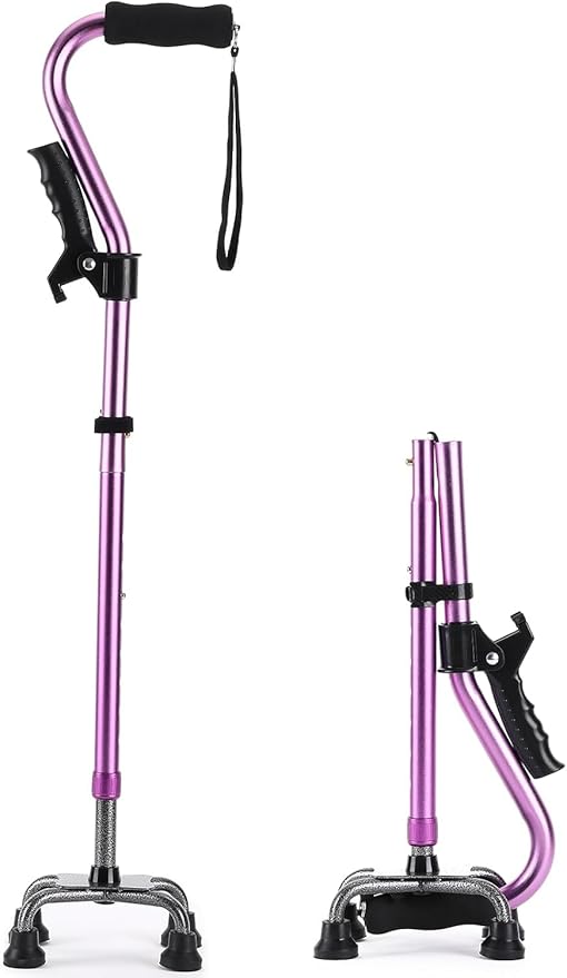 LIXIANG Walking Canes Stablize Women Quad Canes for Seniors & Adults Foldable Adjustable for Men & Women Heavy Duty Freestanding Cane for People with Leg Injuries 3 footings