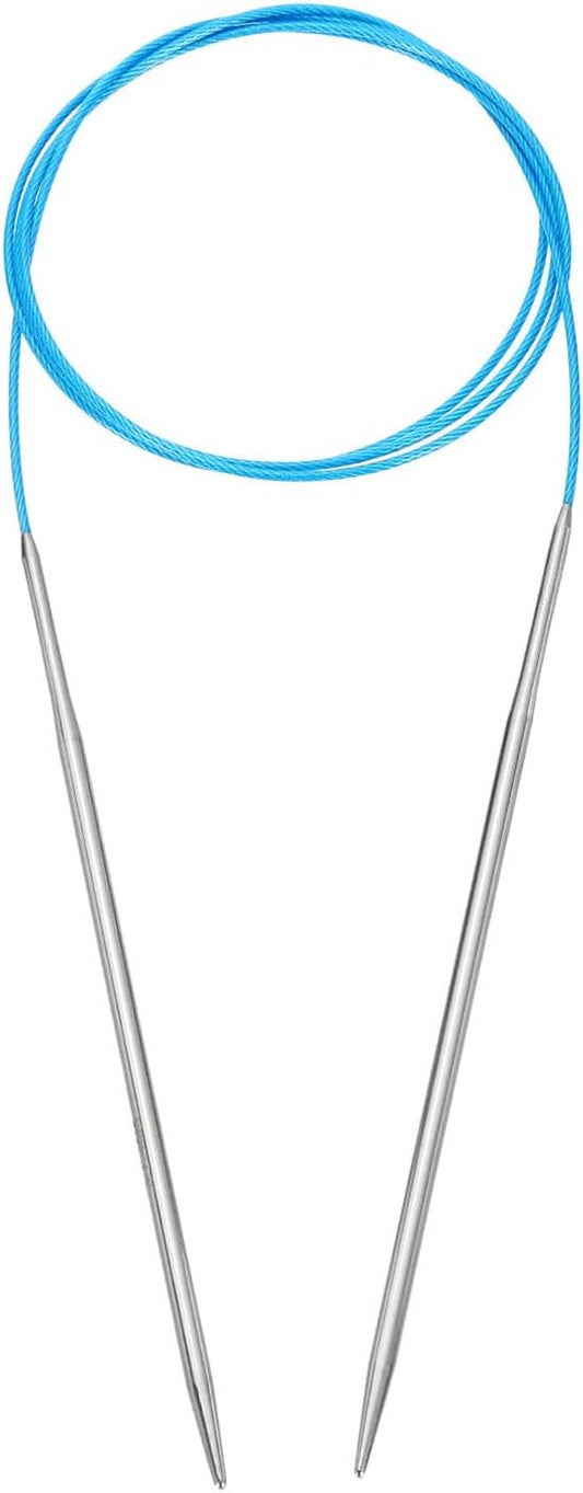 uxcell Size US 5 (3.75mm) Knitting Needles Circular Needle 47 Inch(120cm) Round Metal Stainless Steel Needle for Handmade Projects DIY Knitting Blue