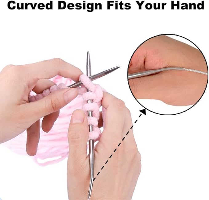 Size 7/4.5mm Circular Knitting Needles,40 Inch/100cm Knitting Needles for Beginners,Metal Round Knitting Needle Set with 9 Yarn Needle (Red, 40-inch-US-7(4.5mm))