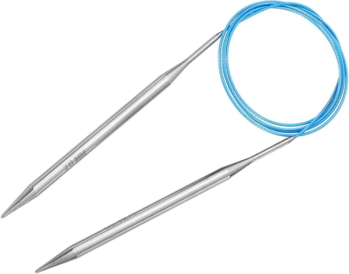 uxcell Size US 10.75 (7mm) Knitting Needles Circular Needle 47 Inch(120cm) Round Metal Stainless Steel Needle for Handmade Projects DIY Knitting Blue