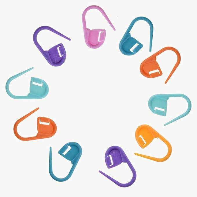 HAHIYO Needles Stitch Holders with Plastic Stitch Markers Set Sturdy Aluminum Mixed Color Safety Pin Knitting Bent Weaving Needle Hooks 9 Pieces for Sweaters Socks Yarn Sewing Crochet Embroidery