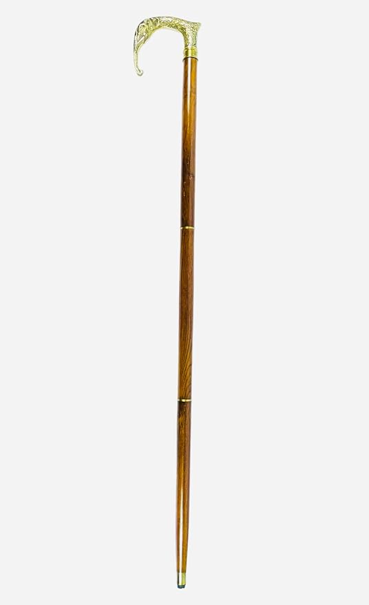 All Black Snake Handle Spiral Wooden Walking Cane