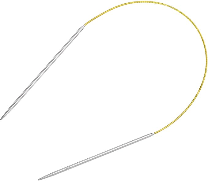 uxcell Size US 2 (2.75mm) Knitting Needles Circular Needle 16 Inch(40cm) Round Metal Stainless Steel Needle for Handmade Projects DIY Knitting Yellow