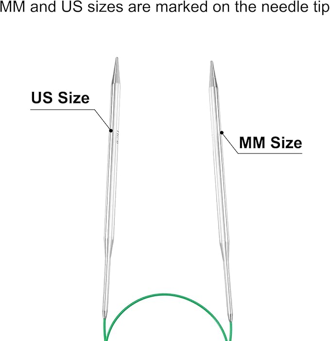 uxcell 9 Gauge Knitting Circular Needle 26 Inch(65cm) Metal Round Stainless Steel Needle with Large Eye Sewing & Stitch Markers for Handmade Projects DIY Knit Blankets