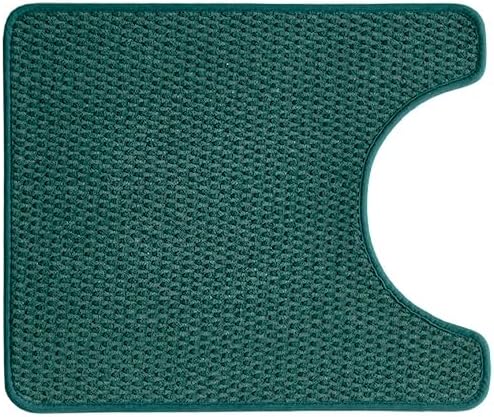 Toilet Rug, Thin Toilet Rugs U Shaped Washable Non Slip Absorbent Quick Dry Low Pile Toilet Mat, Dark Green 20"x24" U Shape