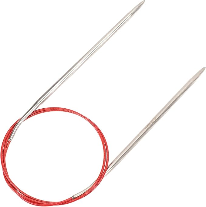 TOPINCN 11 Pcs Stainless Steel Circular Knitting Needles Set 2-8mm 80cm Semi Pointed Design Flexible Tubular Construction for Knitting Scarves Hats Sweaters