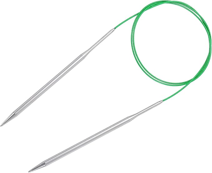 uxcell Size US 9 (5.5mm) Knitting Needles Circular Needle 40 Inch(100cm) Round Metal Stainless Steel Needle for Handmade Projects DIY Knitting Light Green