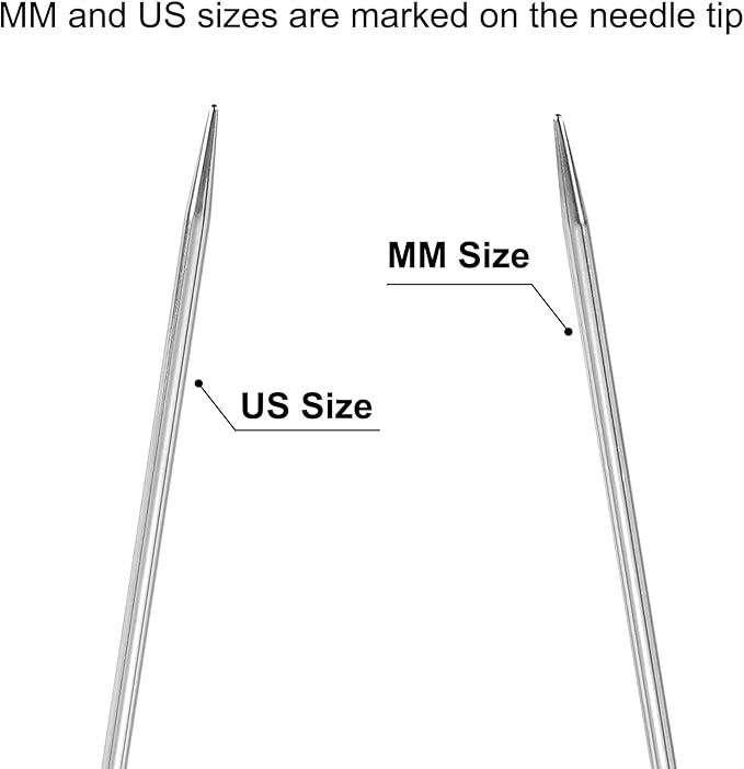 uxcell Size US 3 (3.25mm) Knitting Needles Circular Needle 40 Inch(100cm) Round Metal Stainless Steel Needle for Handmade Projects DIY Knitting Black