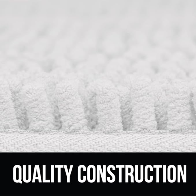 KANGAROO Bathroom Rugs, Chenille Soft Absorbent Bath Rug, Shaggy Shower Mat, Quick Dry Machine Wash Bathmat, Plush Carpet Mats for Tub, Bathtub and Room Home Decor Accessories, 60x24, White